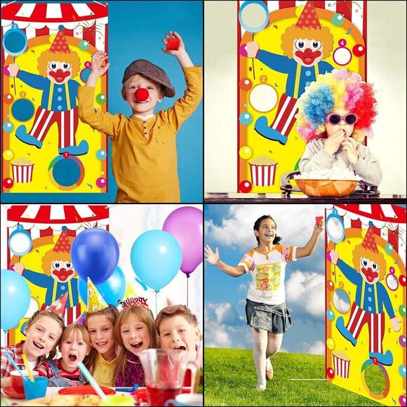 Circus Party Clown Toss Games with 3 Bean Bags, Fun Carnival Game for Kids Adult - Picture 10 of 10